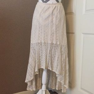 cream lace HighLow skirt